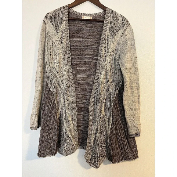 Altar'd State Cardigan Women's Medium M Open Sweater Brown Cream Longline Cotton - Picture 1 of 7